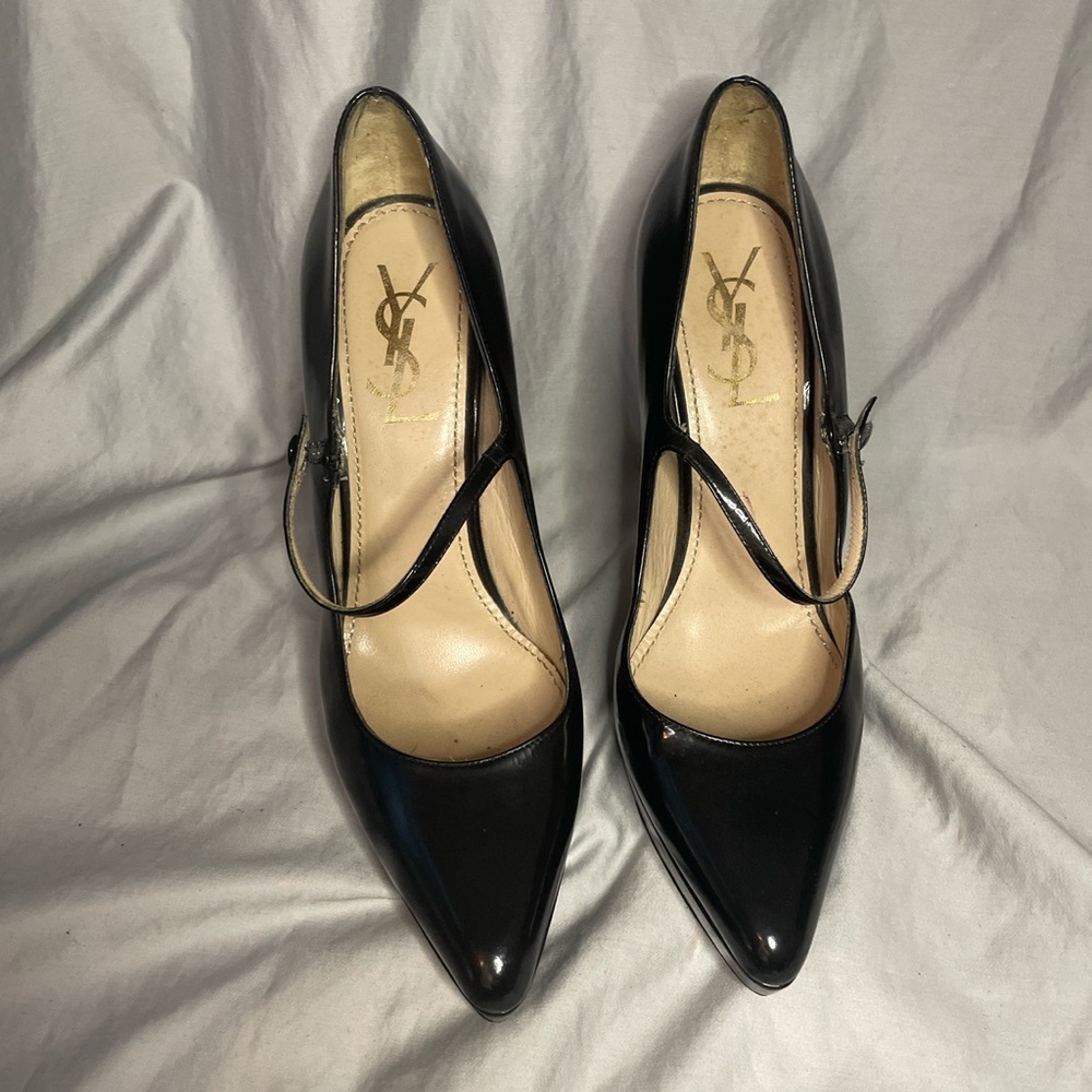 Vintage YSL pointed toe Mary Jane style heels